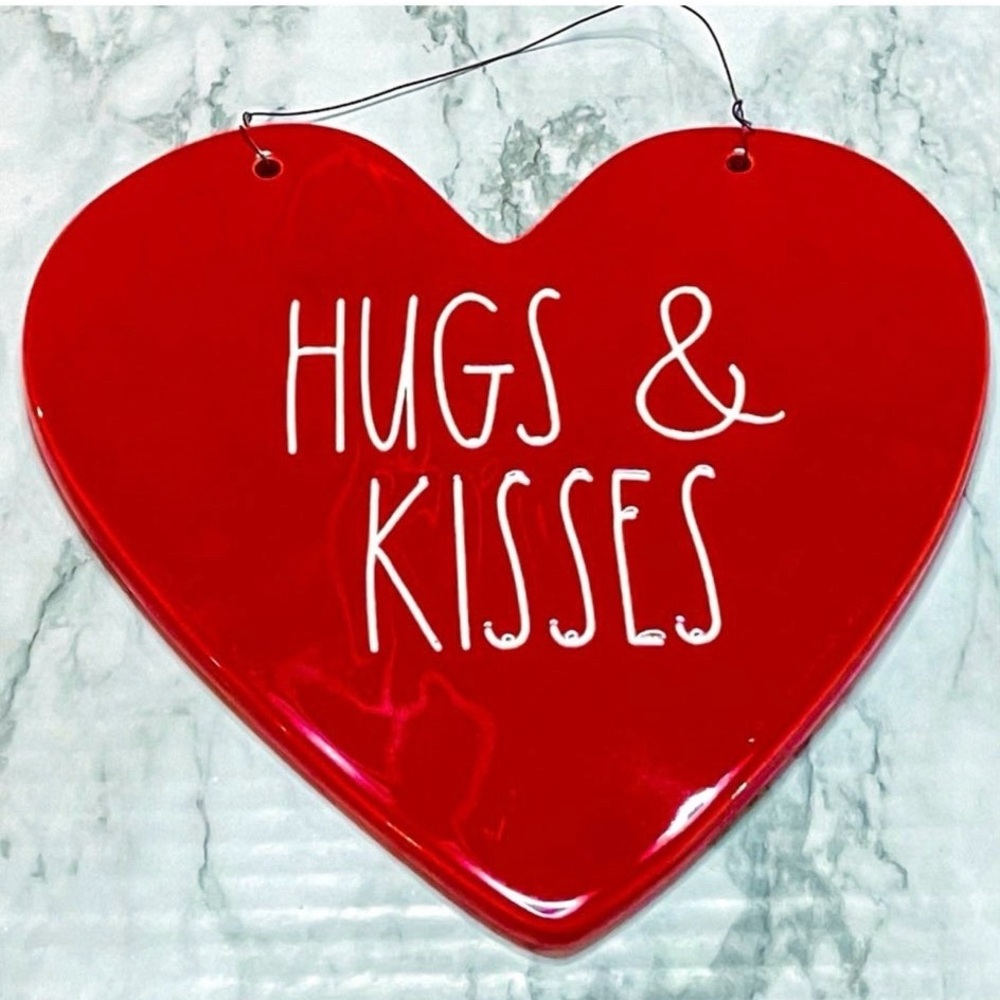 Rae Dunn Red Heart Wall Art - Hugs & Kisses